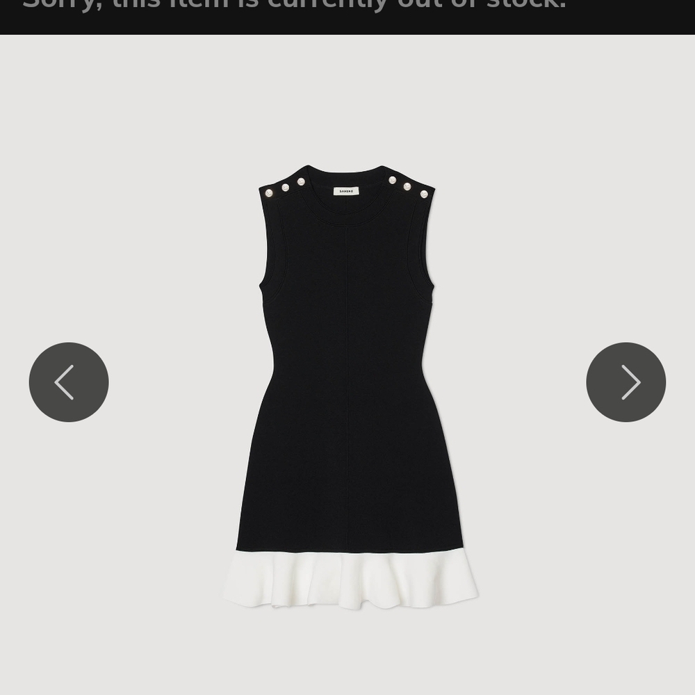 Sandro Black Mini Dress with White Ruffle Hem